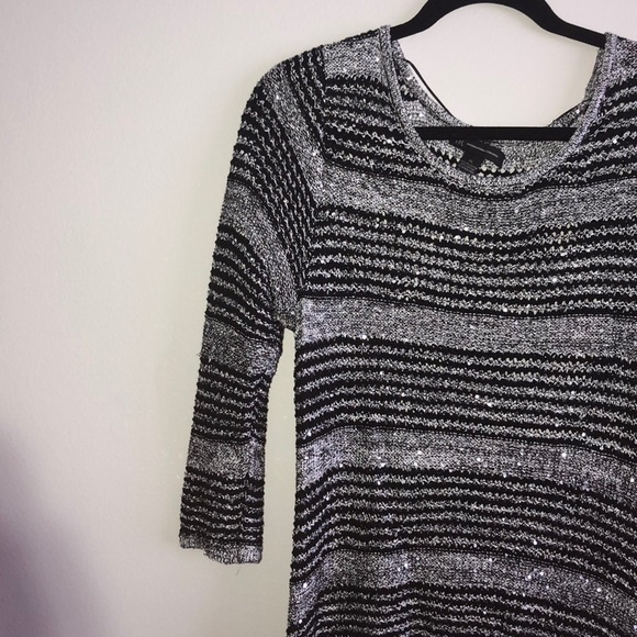 Black white and grey sequin infused sweater - Picture 2 of 3